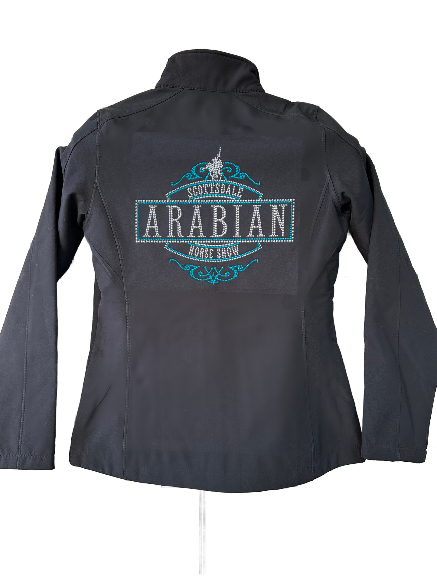 BLING BLACK JACKET WITH SILVER “ ARABIANS ” TEAL OUTLINE